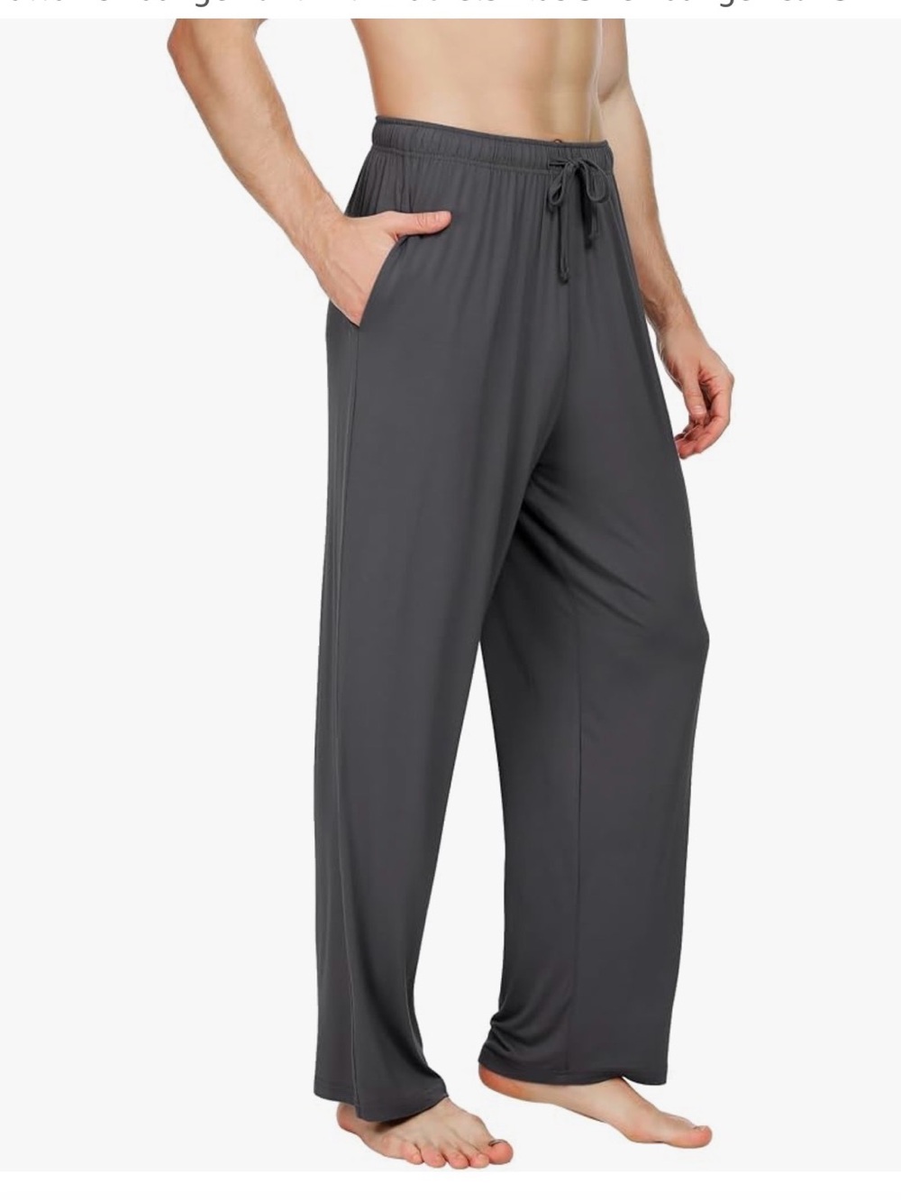 WiWi Men's Bamboo Knit Sleep Pants Lightweight Pajama Bottoms with Pockets
